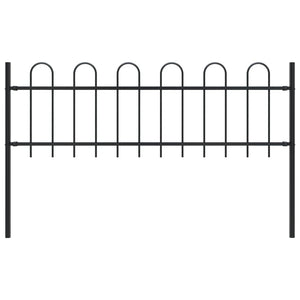 Garden Fence With Hoop Top Steel 1.7X0.6 M Black