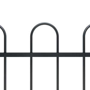 Garden Fence With Hoop Top Steel 1.7X0.6 M Black