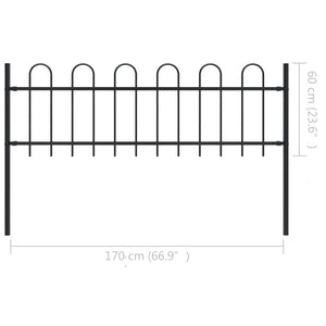 Garden Fence With Hoop Top Steel 1.7X0.6 M Black