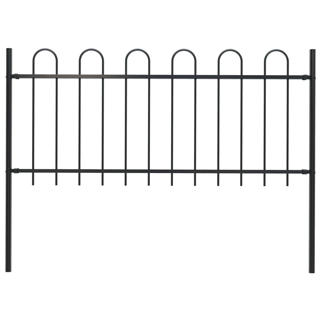 Garden Fence With Hoop Top Steel 1.7X0.8 M Black