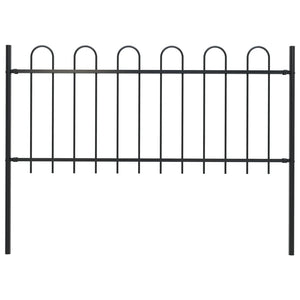 Garden Fence With Hoop Top Steel 1.7X0.8 M Black