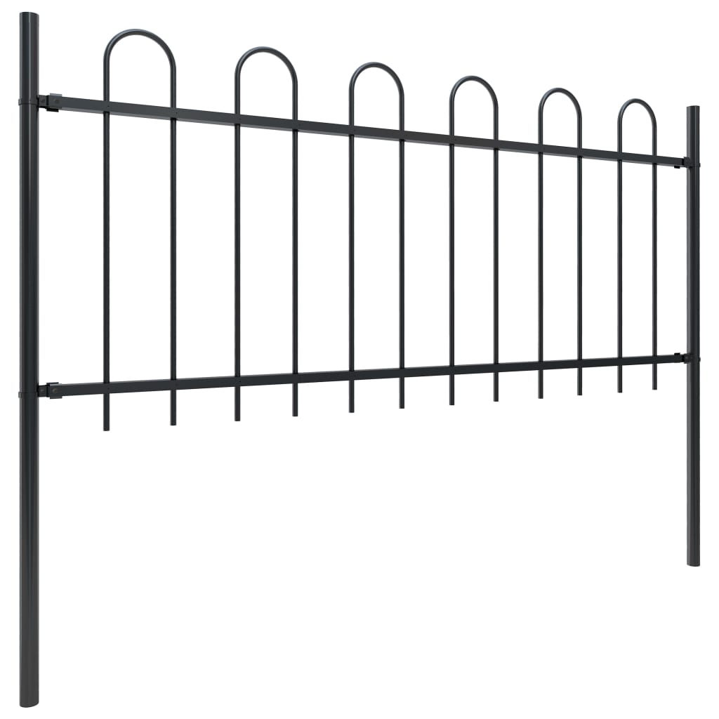 Garden Fence With Hoop Top Steel 1.7X0.8 M Black