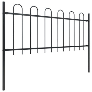 Garden Fence With Hoop Top Steel 1.7X0.8 M Black