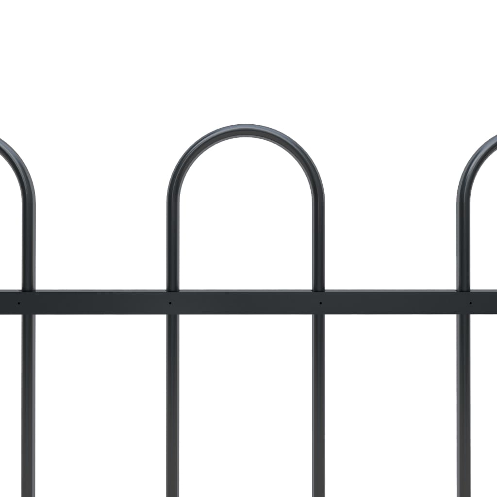 Garden Fence With Hoop Top Steel 1.7X0.8 M Black