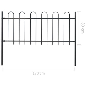 Garden Fence With Hoop Top Steel 1.7X0.8 M Black