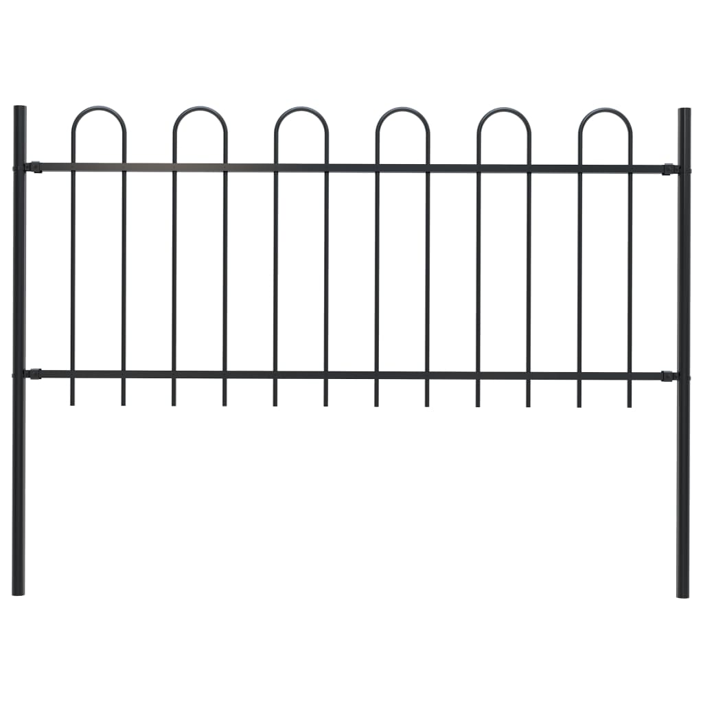 Garden Fence With Hoop Top Steel 1.7X1 M Black