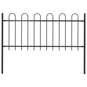 Garden Fence With Hoop Top Steel 1.7X1 M Black