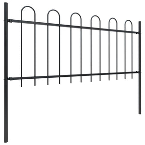 Garden Fence With Hoop Top Steel 1.7X1 M Black