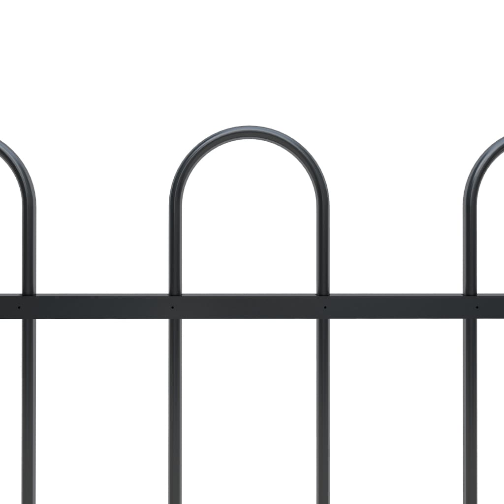 Garden Fence With Hoop Top Steel 1.7X1 M Black