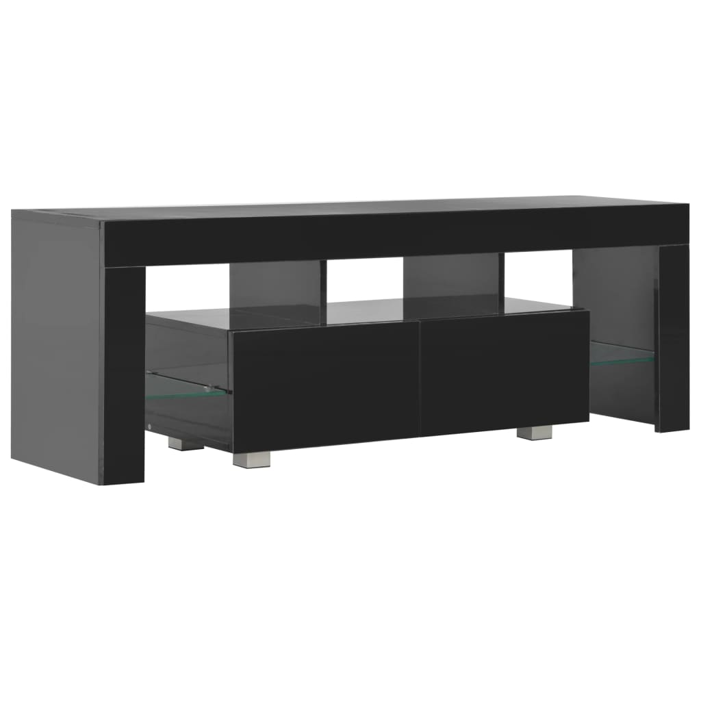 Tv Cabinet With Led Lights High Gloss Black 130X35x45 Cm