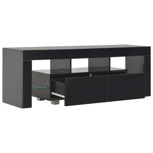 Tv Cabinet With Led Lights High Gloss Black 130X35x45 Cm