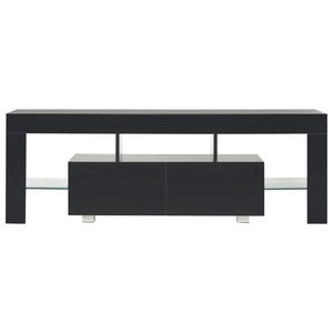 Tv Cabinet With Led Lights High Gloss Black 130X35x45 Cm