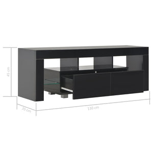 Tv Cabinet With Led Lights High Gloss Black 130X35x45 Cm