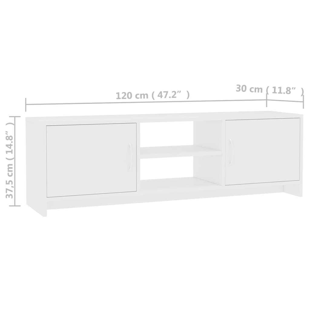 Tv Cabinet White 120X30x37.5 Cm Engineered Wood