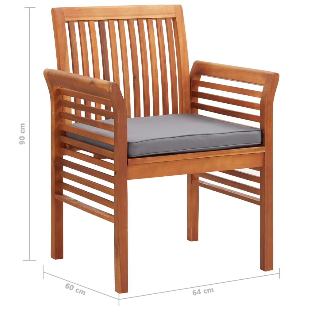 Garden Dining Chairs With Cushions 2 Pcs Solid Acacia Wood