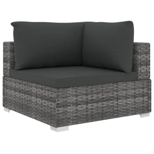 8 Piece Garden Lounge Set With Cushions Poly Rattan Grey