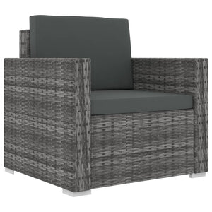 8 Piece Garden Lounge Set With Cushions Poly Rattan Grey