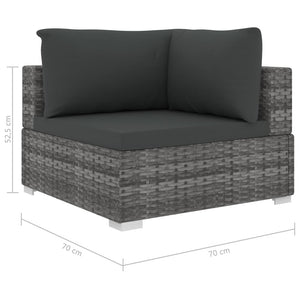 8 Piece Garden Lounge Set With Cushions Poly Rattan Grey