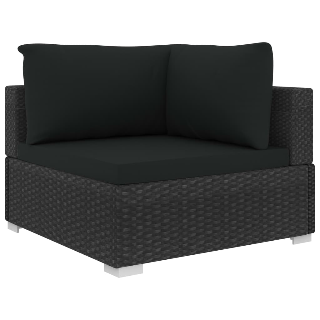 9 Piece Garden Lounge Set With Cushions Poly Rattan Black