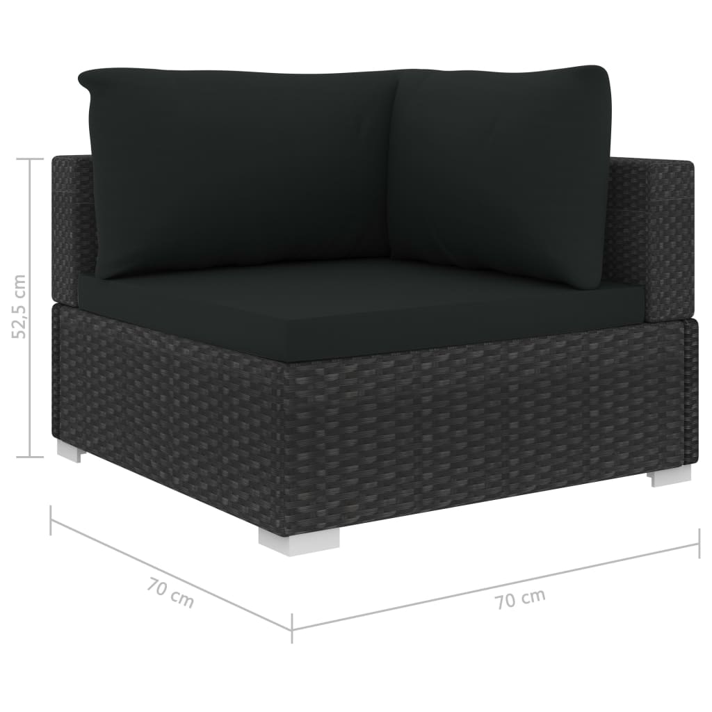 9 Piece Garden Lounge Set With Cushions Poly Rattan Black