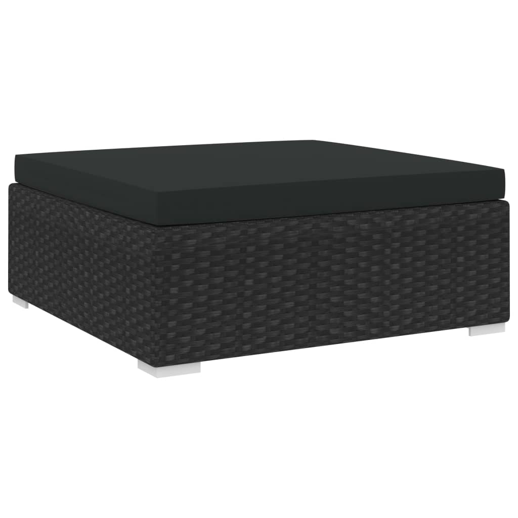 Sectional Footrest 1 Pc With Cushion Poly Rattan Black