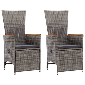 Reclining Garden Chairs 2 Pcs With Cushions Poly Rattan Grey