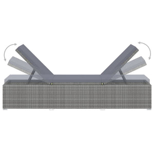 Sun Lounger With Cushion Poly Rattan Grey