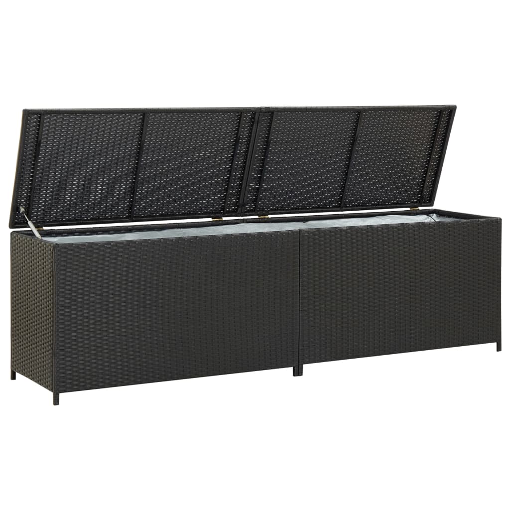 Garden Storage Box Poly Rattan 200X50x60 Cm Black