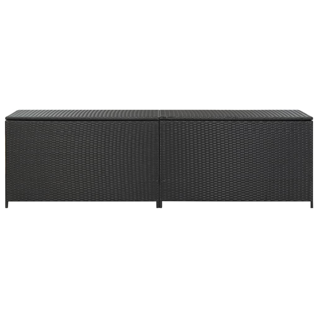 Garden Storage Box Poly Rattan 200X50x60 Cm Black