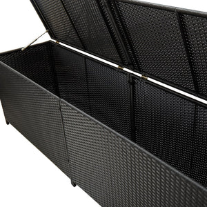 Garden Storage Box Poly Rattan 200X50x60 Cm Black