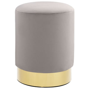 Stool Light Grey And Gold Velvet