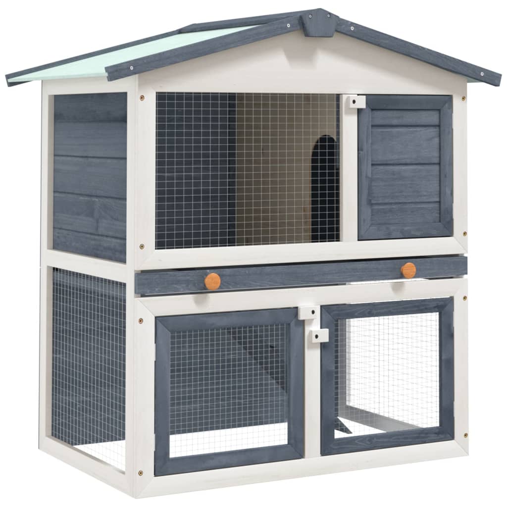 Outdoor Rabbit Hutch 3 Doors Wood