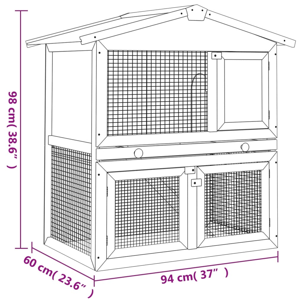 Outdoor Rabbit Hutch 3 Doors Wood