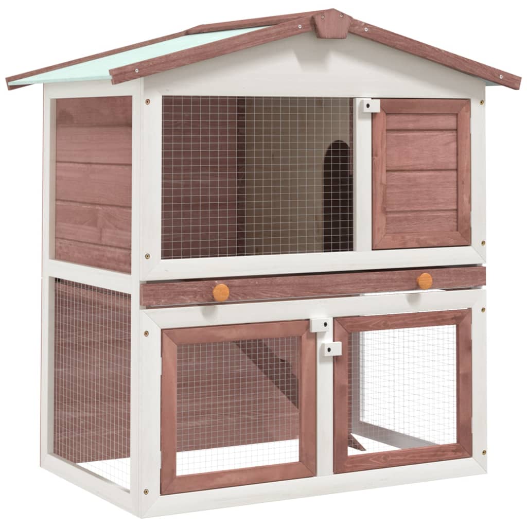 Outdoor Rabbit Hutch 3 Doors Wood