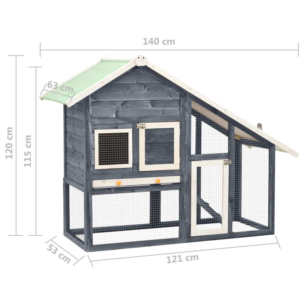 Rabbit Hutch 140X63x120 Cm Solid Firwood