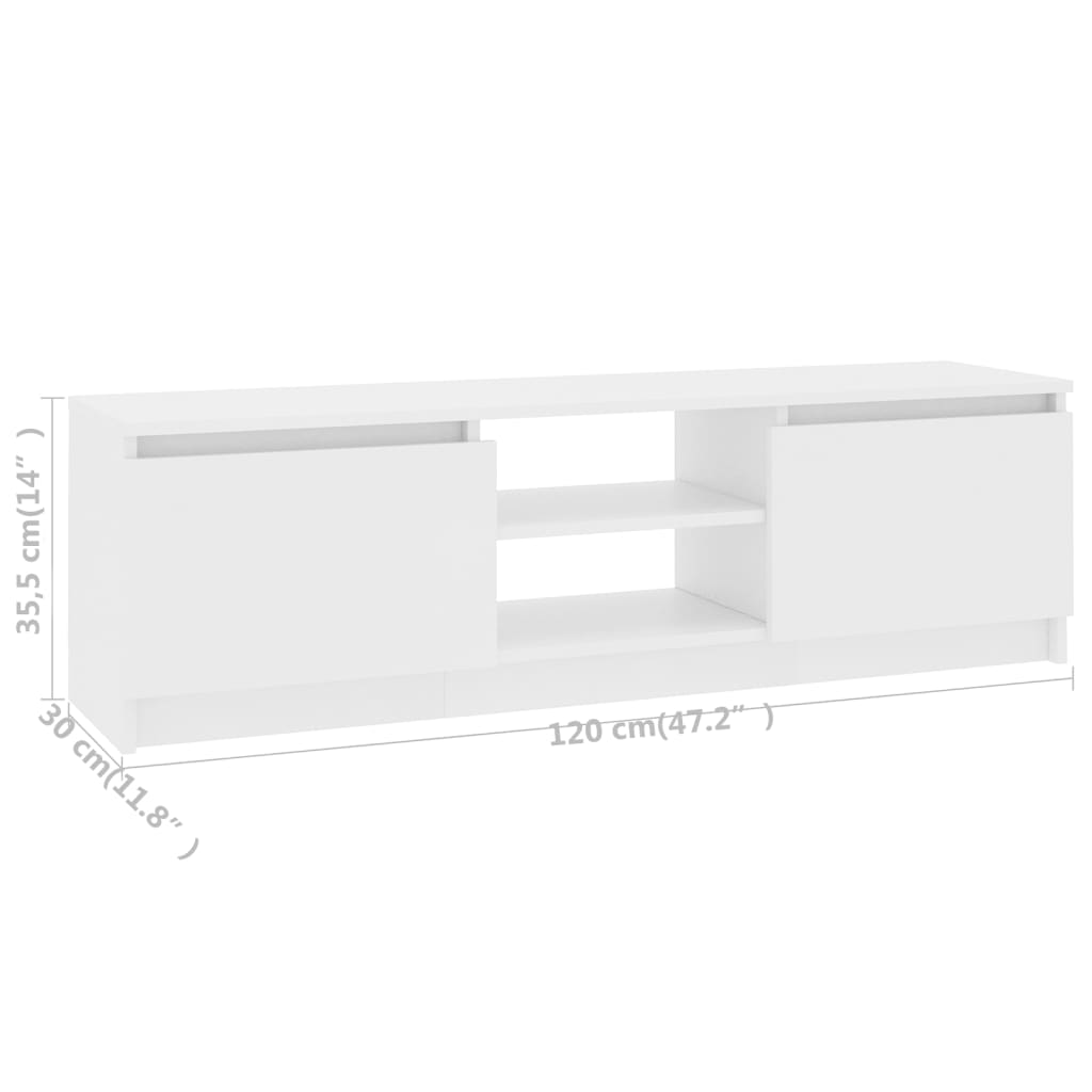 Tv Cabinet White 120X30x35.5 Cm Engineered Wood