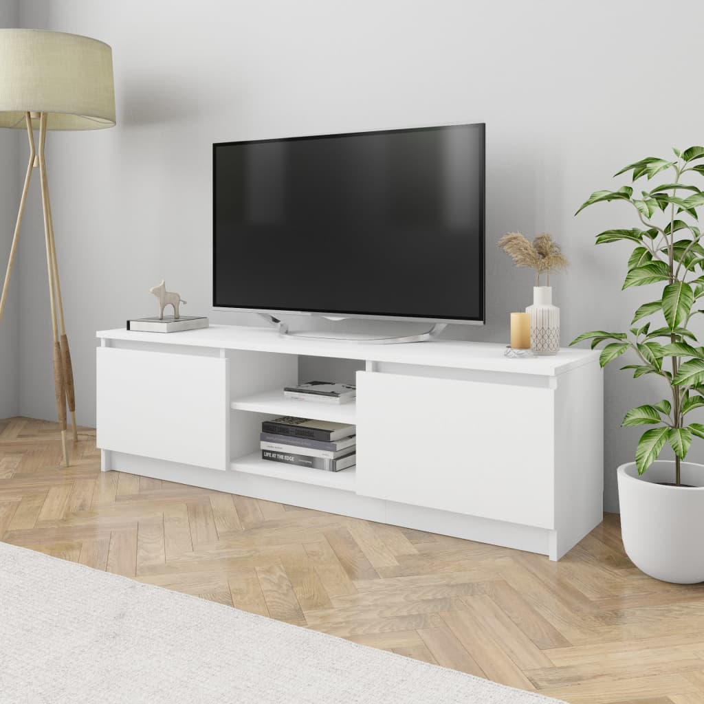 Tv Cabinet White 120X30x35.5 Cm Engineered Wood