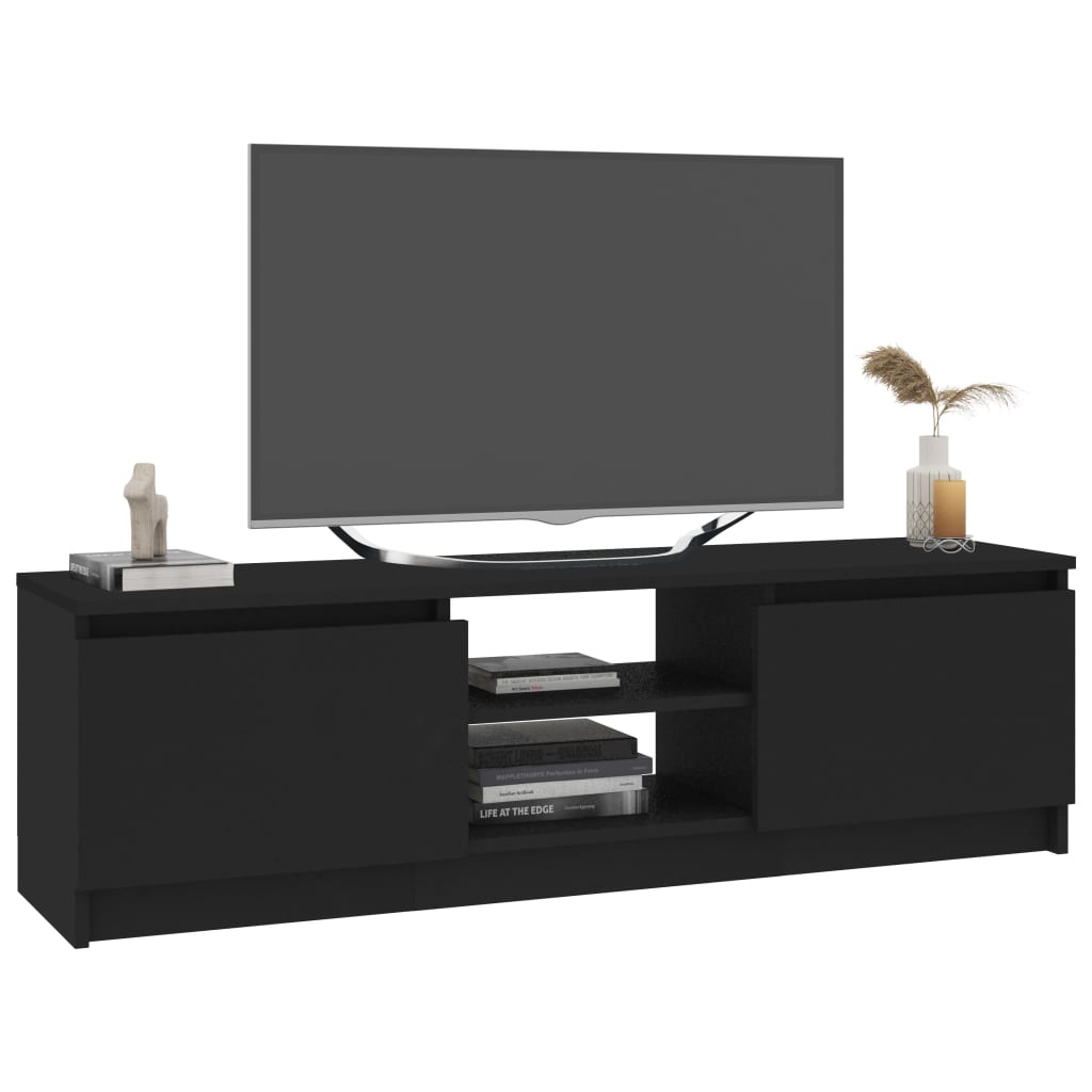 Tv Cabinet Black 120X30x35.5 Cm Engineered Wood