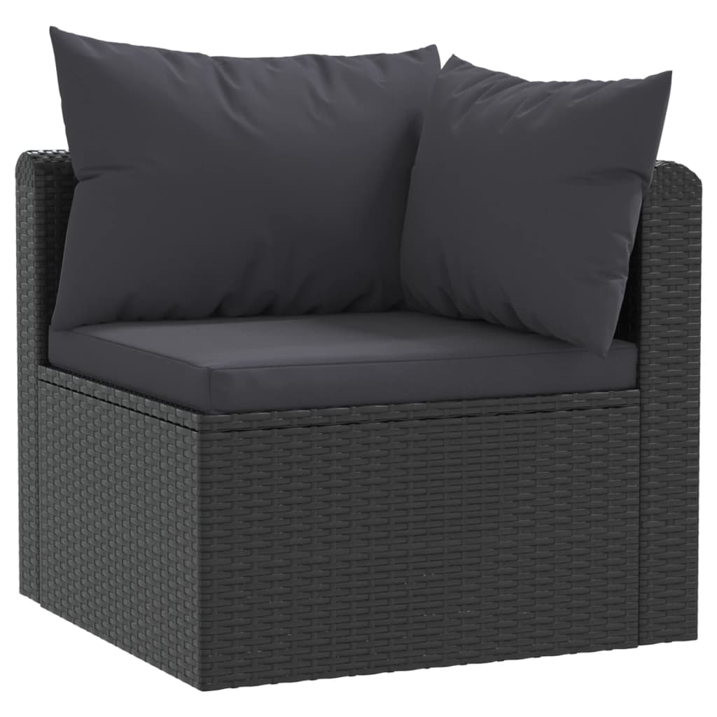 7 Piece Garden Lounge Set With Cushions Poly Rattan Black