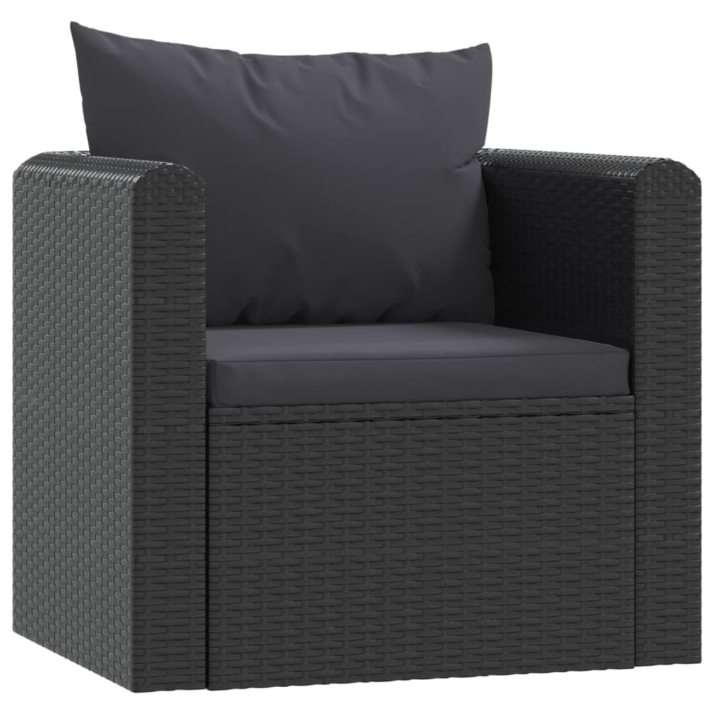 7 Piece Garden Lounge Set With Cushions Poly Rattan Black