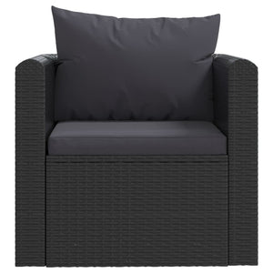 7 Piece Garden Lounge Set With Cushions Poly Rattan Black