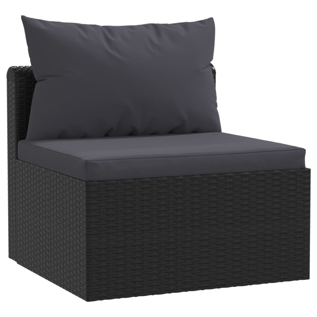 7 Piece Garden Lounge Set With Cushions Poly Rattan Black