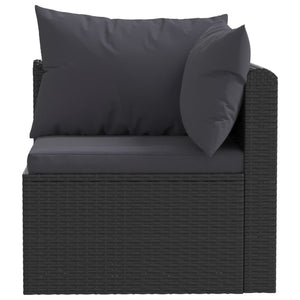 3 Piece Garden Sofa Set With Cushions Poly Rattan Black