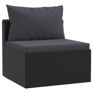 3 Piece Garden Sofa Set With Cushions Poly Rattan Black