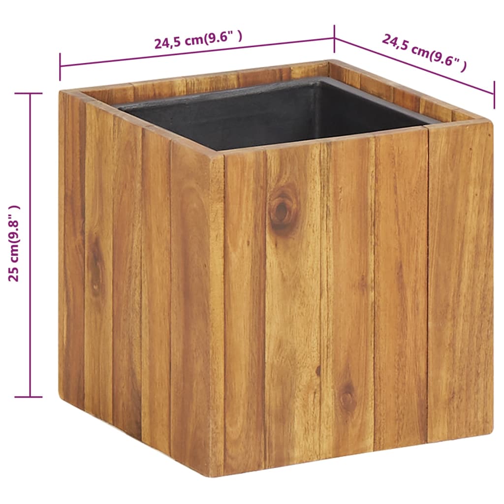 Garden Raised Bed Pot 24.5X24.5X25 Cm Solid Acacia Wood