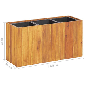 Garden Raised Bed With 3 Pots Solid Acacia Wood