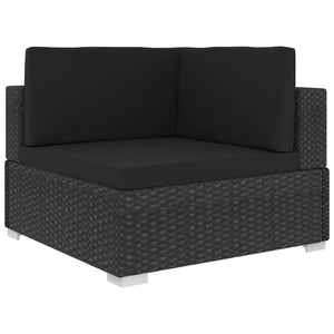 6 Piece Garden Lounge Set With Cushions Poly Rattan Black