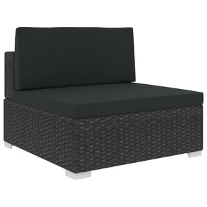 6 Piece Garden Lounge Set With Cushions Poly Rattan Black