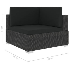 6 Piece Garden Lounge Set With Cushions Poly Rattan Black