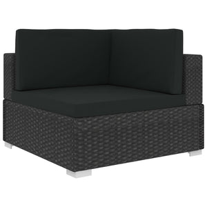 Sectional Corner Chairs 2 Pcs With Cushions Poly Rattan Black